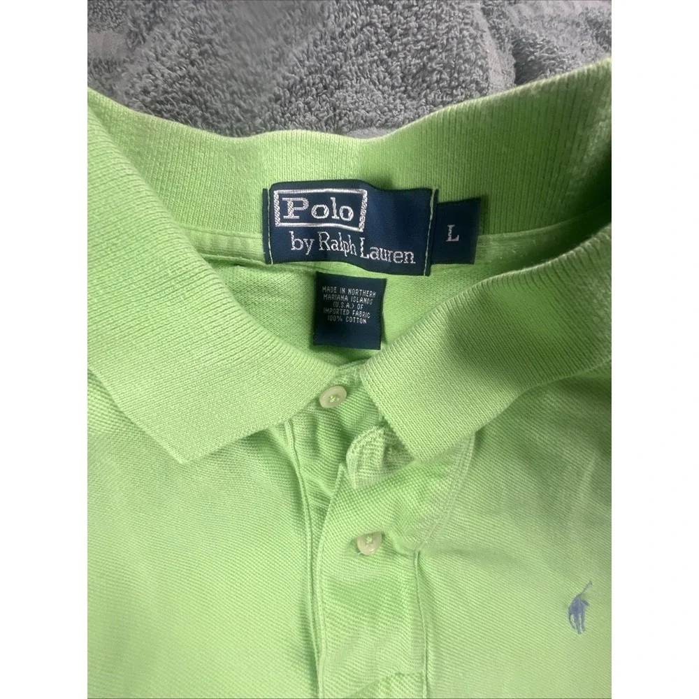 Vtg polo ralph lauren shirt men's Size large lime short sleeve preppy 90s‎